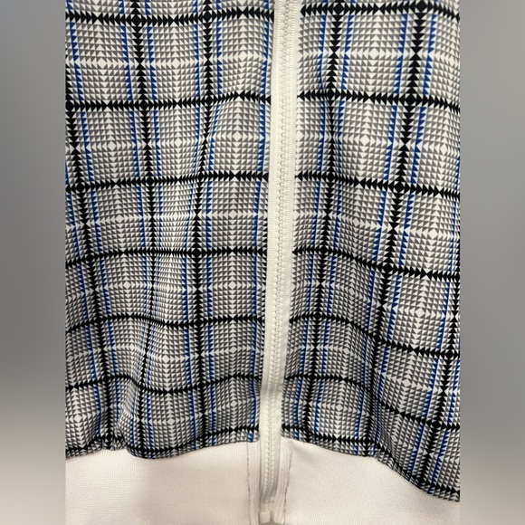 Jian Wang plaid full zip blue and white track jacket Men’s Large - Picture 2 of 16